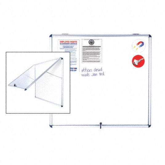 MASTERVISION, Steel, 38 in Wd, Enclosed Bulletin Board