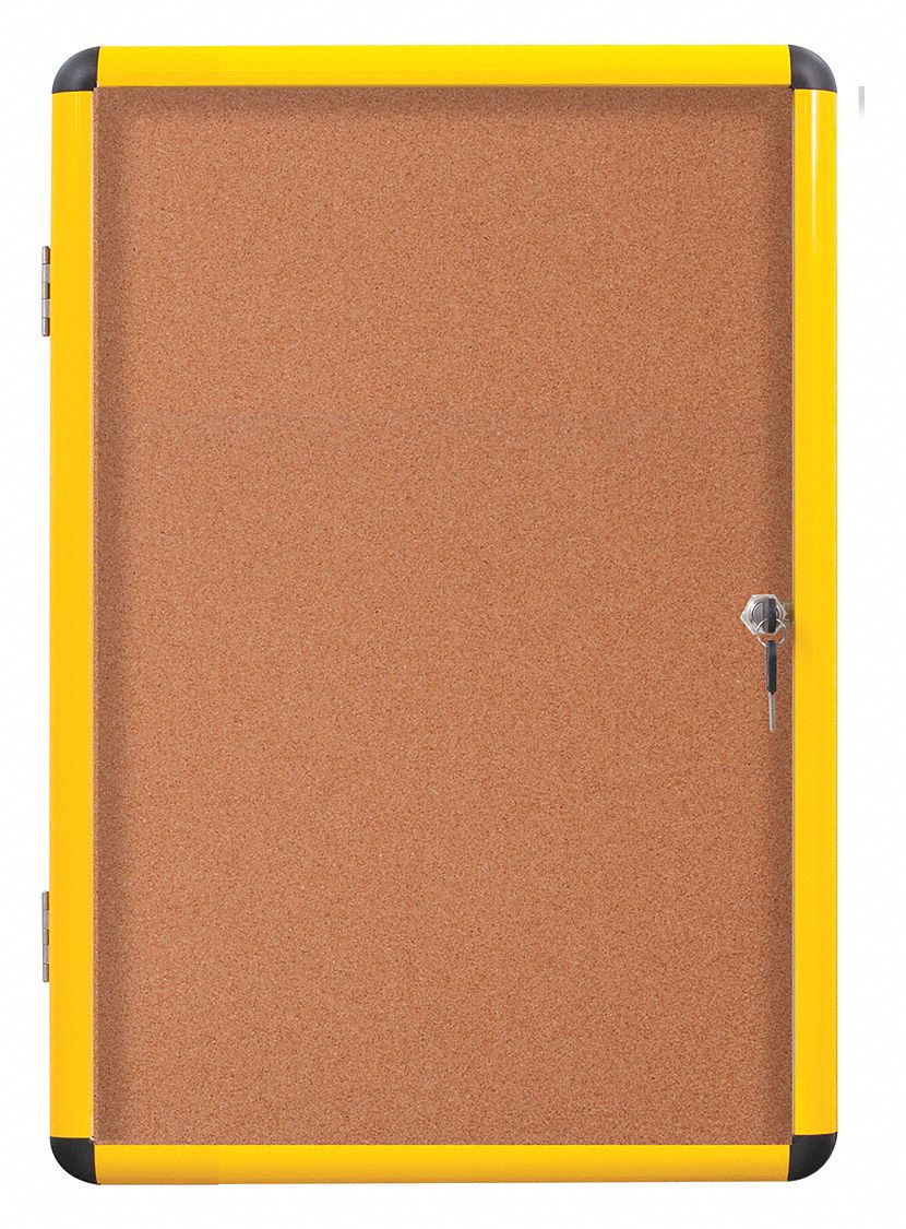 MASTERVISION Enclosed Bulletin Board Cork, 38 in Wd, 47 in Ht, (2
