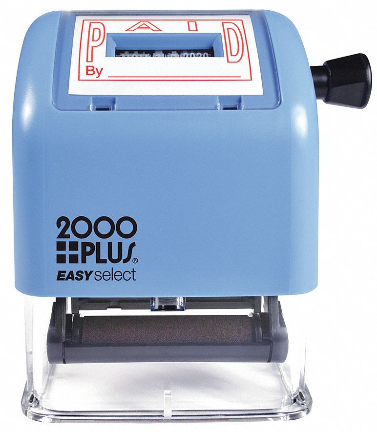 Predefined Single Message: DATE, Red, Plastic, 1 13/16 in Imprint Area Ht, 1 in Imprint Area Wd