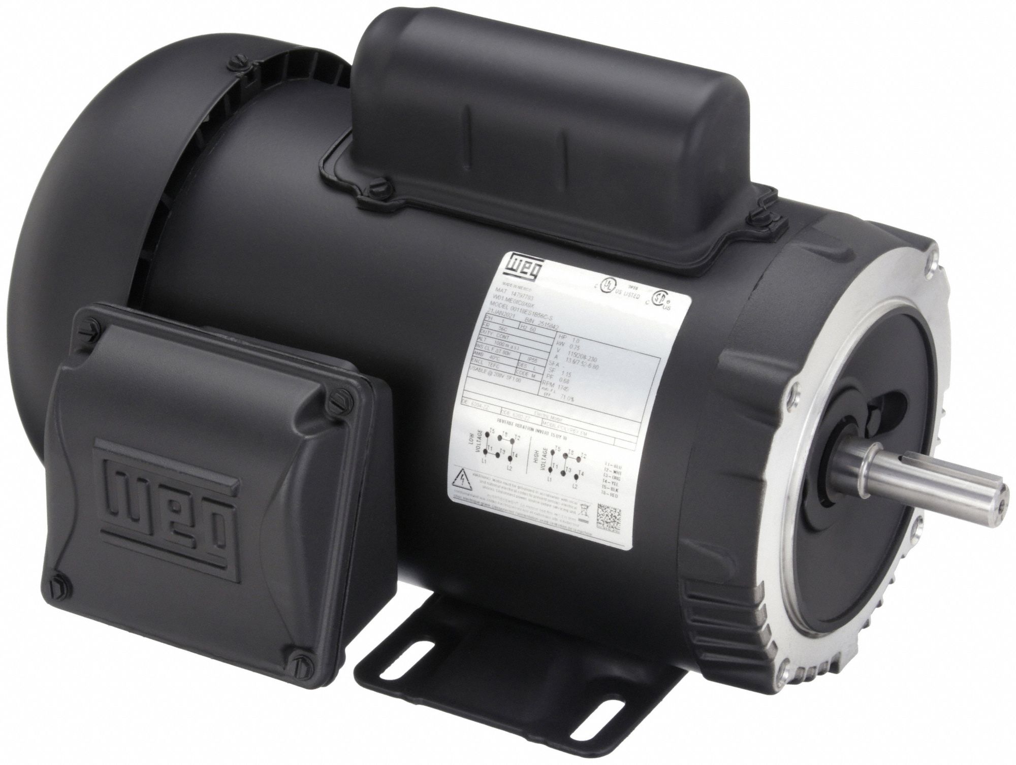 GENERAL PURPOSE MOTOR, TOTALLY ENCLOSED FAN-COOLED, RIGID BASE MOUNT, 1 HP, 1,745 NAMEPLATE RPM