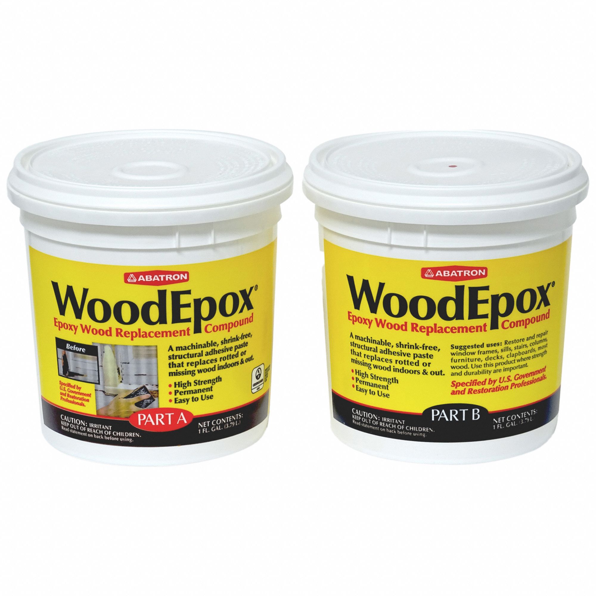 Putty: WoodEpox, Wood Repair, 256 oz Container Size, Pail, Beige, Epoxy