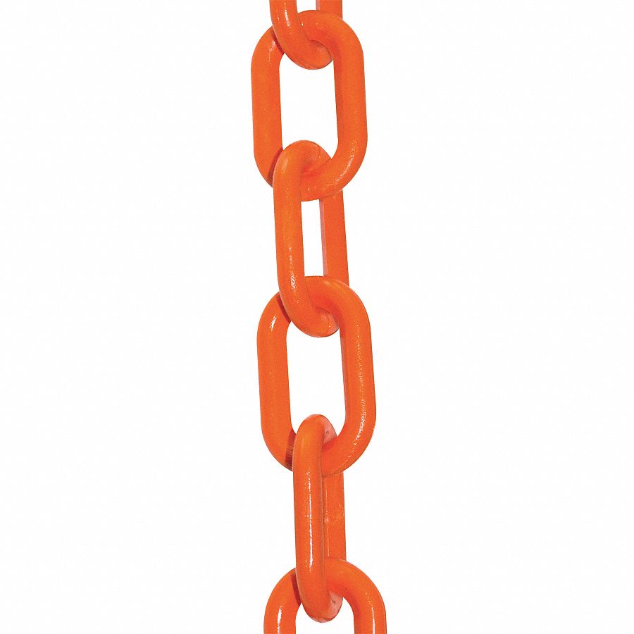 PLASTIC CHAIN,2",100 FT. L,SAFETY ORANGE