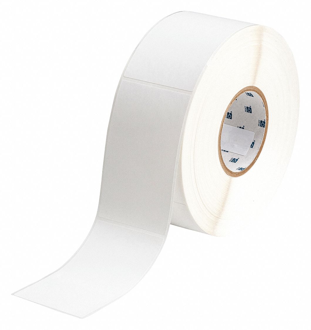 Pre-Cut Label Stock Roll: 2 11/64 in x 3 11/32 in, Acrylic, Permanent Adhesive, 340 Labels