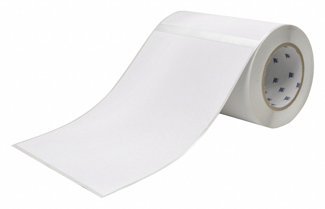 Pre-Cut Label Stock Roll: 7 in x 10 in, Acrylic, Permanent Adhesive, 100 Labels, BradyJET J5000