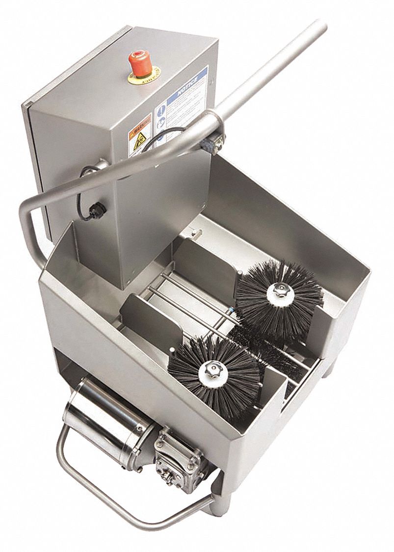 Wet Boot Scrubber: BSX600-DAF-6, 400 lb Wt Capacity, 8 in Brush Ht