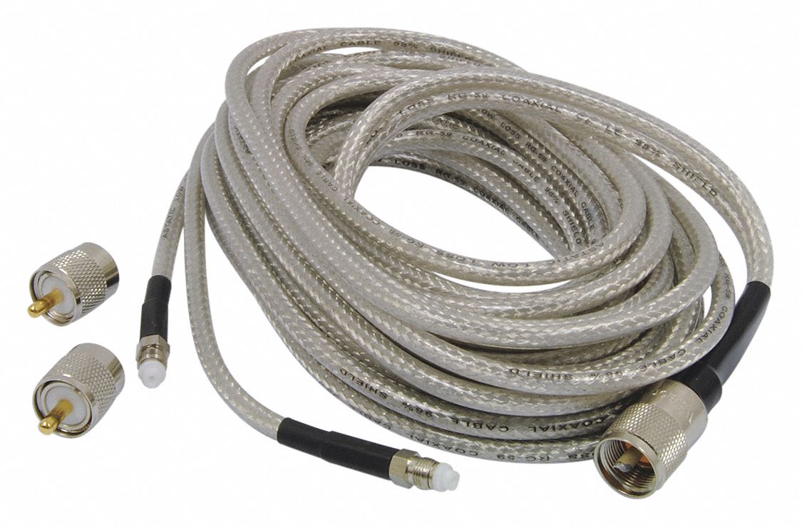 Coax Cable: 18 ft Cable Lg, Vinyl Jacket, Clear Jacket, FME Input, FME Output