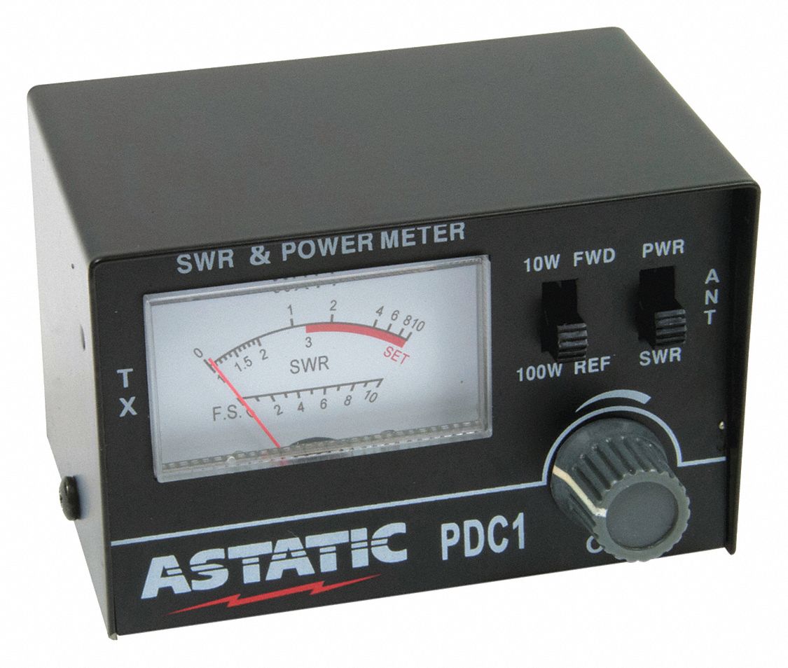 SWR/RF Test Meter: 4-Pin, 26 MHz Min Freq, 30 MHz Max Freq, 100 W Continuous Input Power
