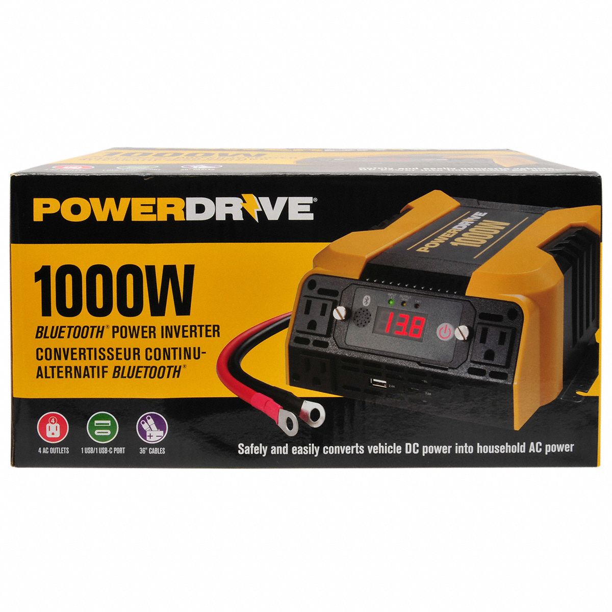 POWER DRIVE Inverter Modified Sine Wave, Input Terminals, 1,000 W