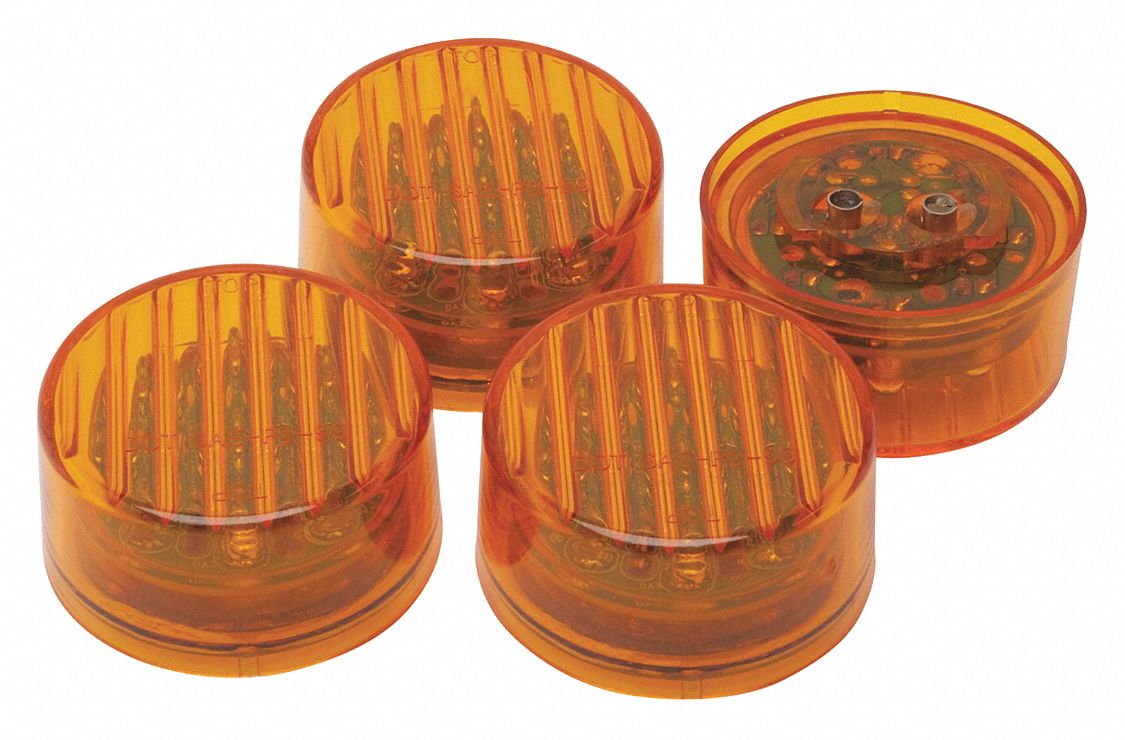 ROADPRO Amber Warning Light, Permanent, Round 52YG24RP1277A4P