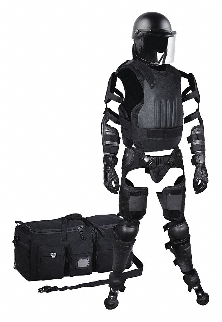 Riot Control Suit: Modular, Hard Shell, 2XL, Foam Padded, Hook and Loop
