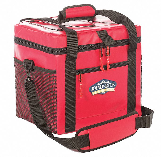 Soft-Sided Cooler: Lunch Box Bag, Red, 22 qt Capacity, 24 Cans
