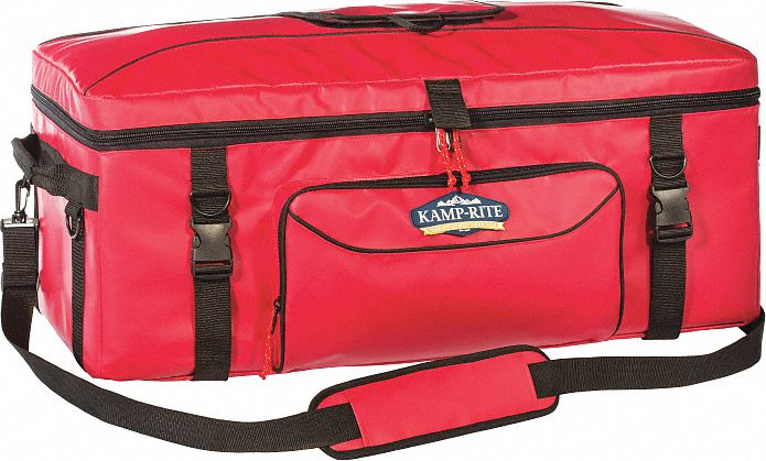 Soft-Sided Cooler: Duffle Bag Bag, Red, 72 qt Capacity, 72 Cans