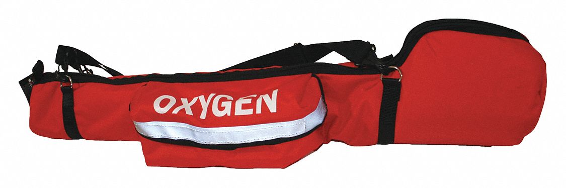 Oxygen Cylinder Sleeve: 35 in L x 4 3/4 in W x 5 in H, Hook-and-Loop, Orange