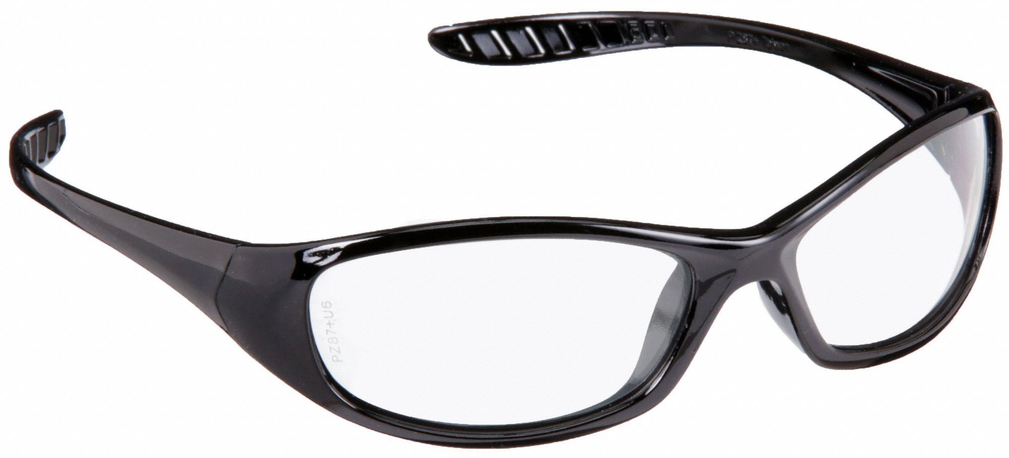 Safety Glasses: Clear Lens, Full-Frame, Scratch-Resistant, Black Frame, Antagonist Series