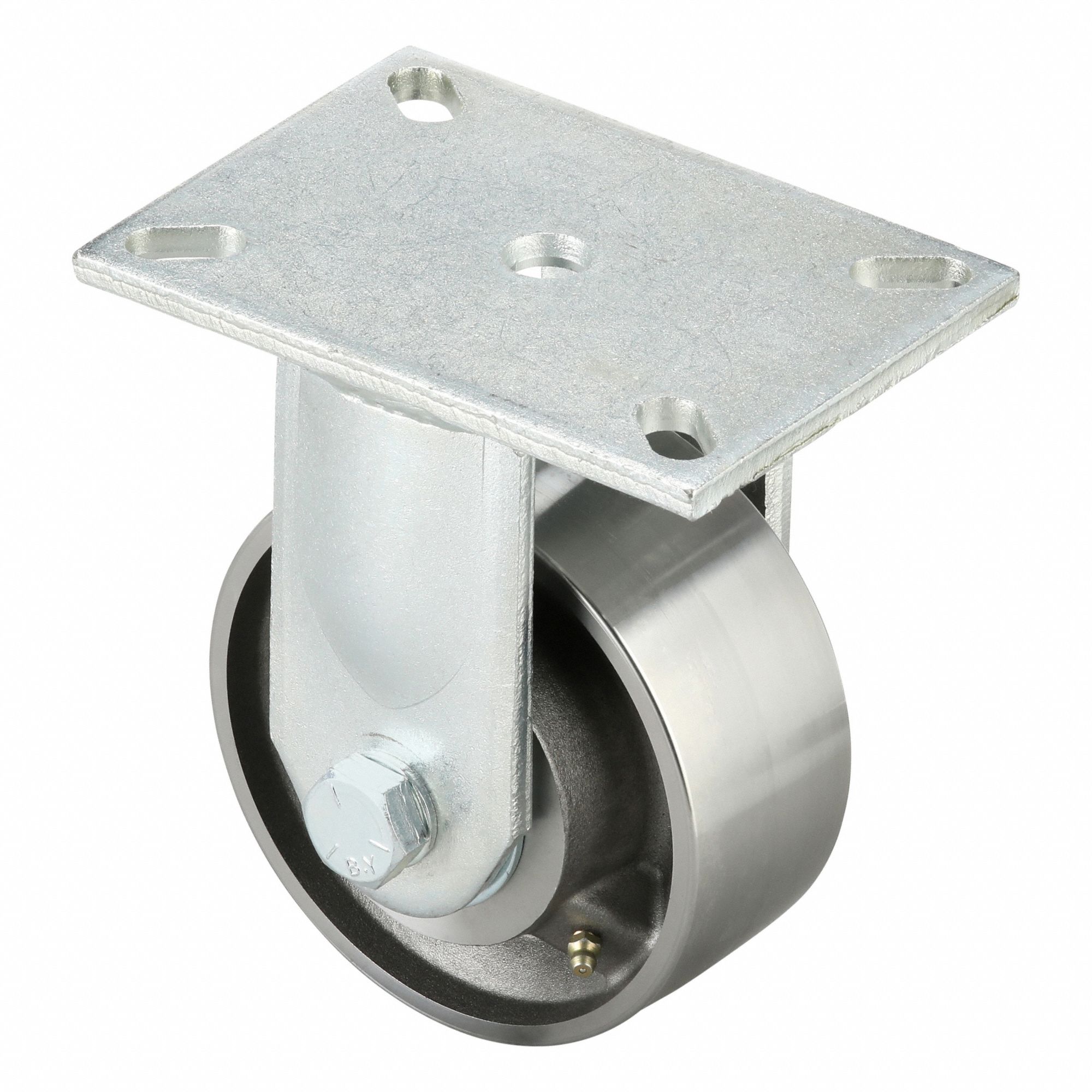 Plate Caster: Corrosion-Resistant, Rigid, Steel, 6 in Wheel Dia, 3 in Wheel Wd, Rectangle