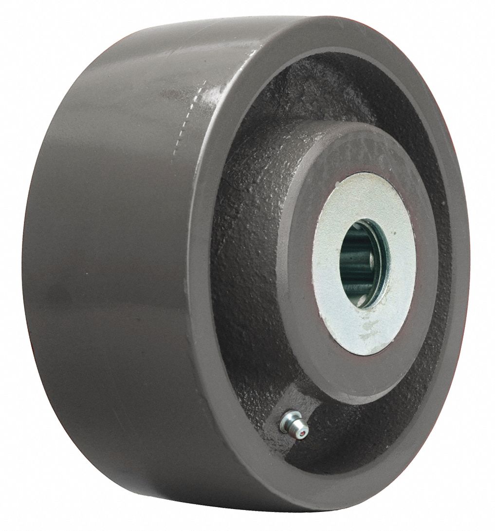 IRON TREAD WHEEL, 6 IN WHEEL DIAMETER, 2½ IN WHEEL W, 3,500 LB LOAD RATING, ROLLER