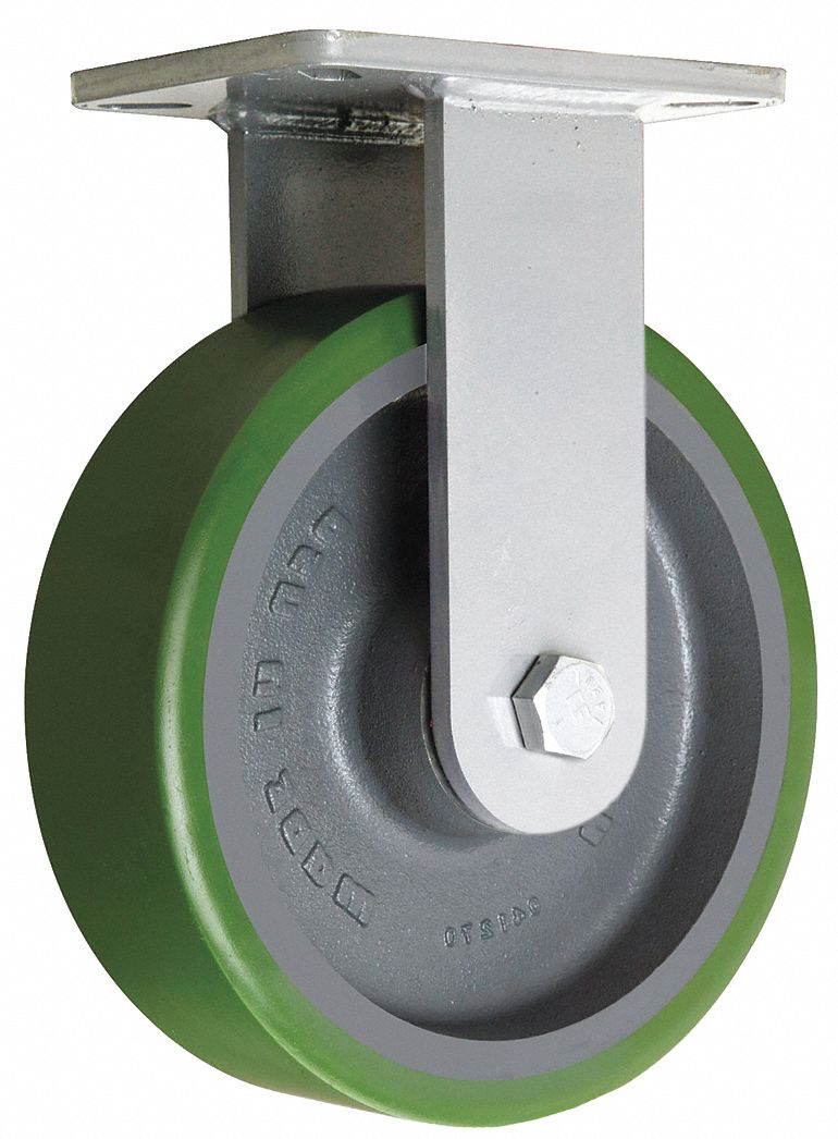 Plate Caster: Corrosion-Resistant, Rigid, Polyurethane, 10 in Wheel Dia, 3 in Wheel Wd