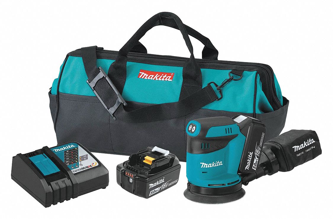 MAKITA Cordless Sander, 18V, 5" Size, 2.2 lb. 52YW81XOB01T Grainger