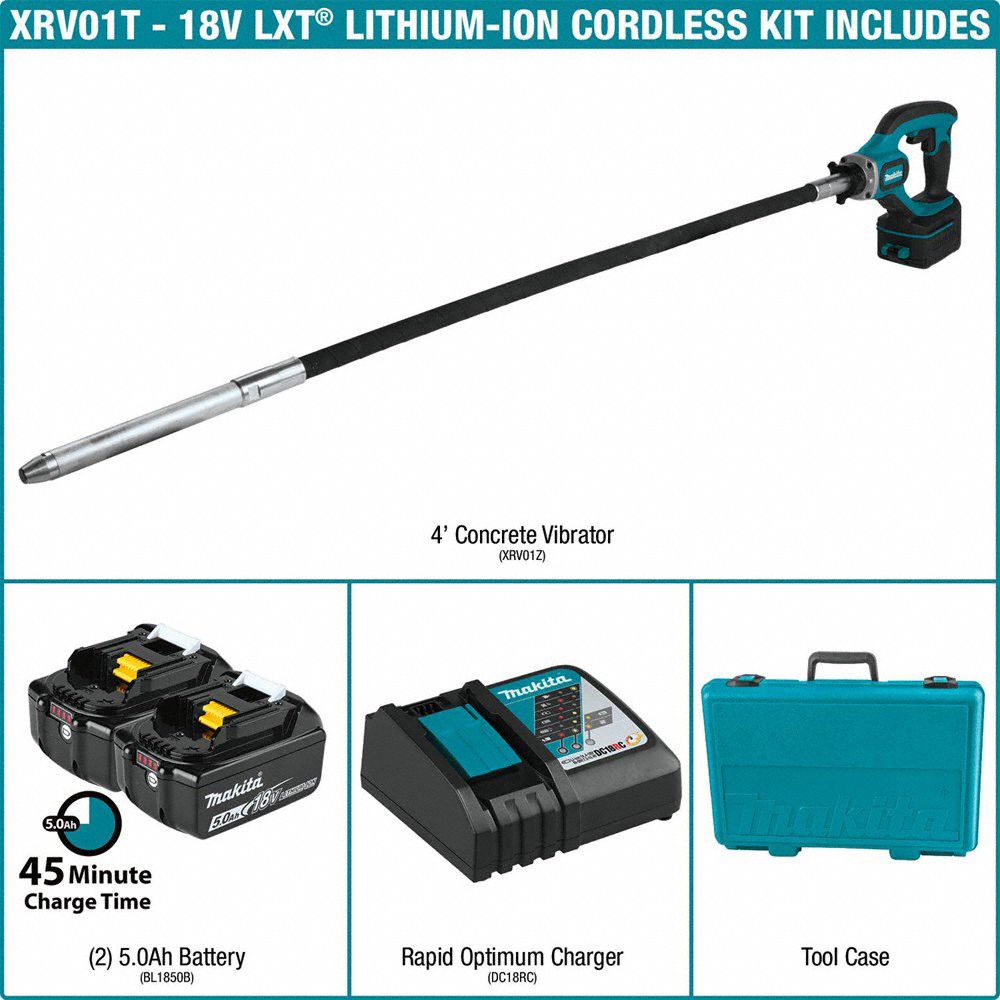 Makita XRV01Z 18V LXT Lithium-Ion Cordless 4' Concrete Vibrator Bare Tool 
