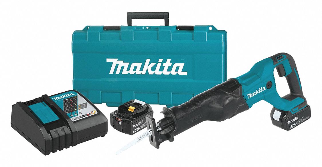 Reciprocating Saw Kit: 2 Batteries, 1 Charger, 1 1/4 in Stroke Lg, Straight, Brushed, LXT®