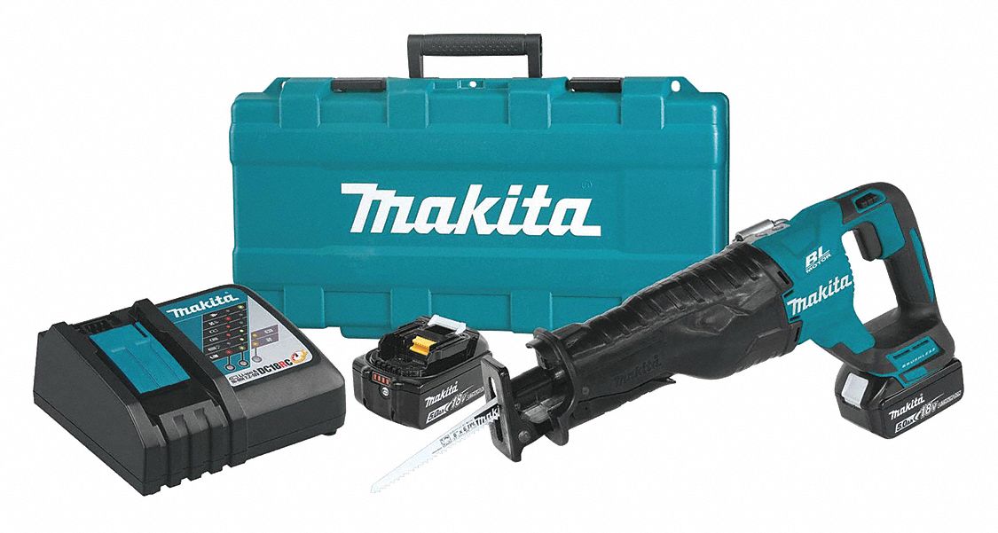 Reciprocating Saw Kit: 2 Batteries, 1 Charger, 1 1/4 in Stroke Lg, Straight, Brushless, LXT®