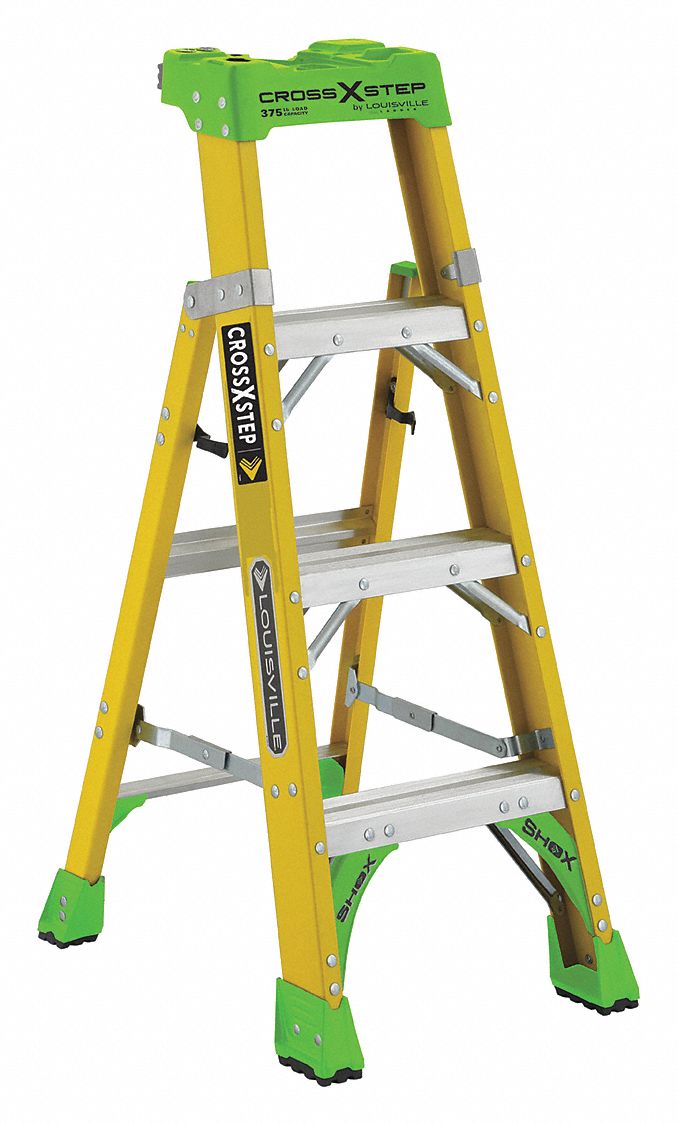 LOUISVILLE Stepladder 4 ft Ladder Ht, 3 Steps, 375 lb Load Capacity