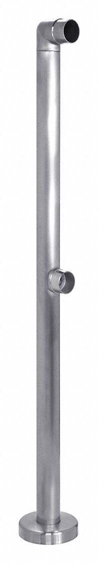 Cable Rail End Post: Stainless Steel, 4 in Dia, Round, 1 43/64 in Overall Lg, Silver