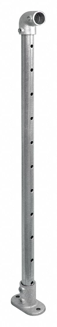 Cable Rail End Post: Steel, 4 in x 2 in, Round, 1 43/64 in Overall Lg, Silver