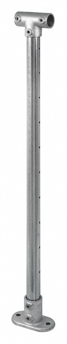 Cable Rail Center Post: Steel, 4 in x 2 in, Round, 1 43/64 in Overall Lg, Silver