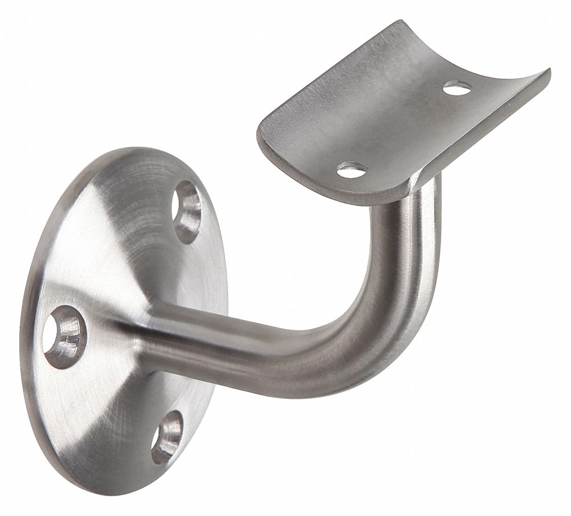 Bracket: Bracket, Round, Stainless Steel, 2 1/2 in Overall Lg, Silver