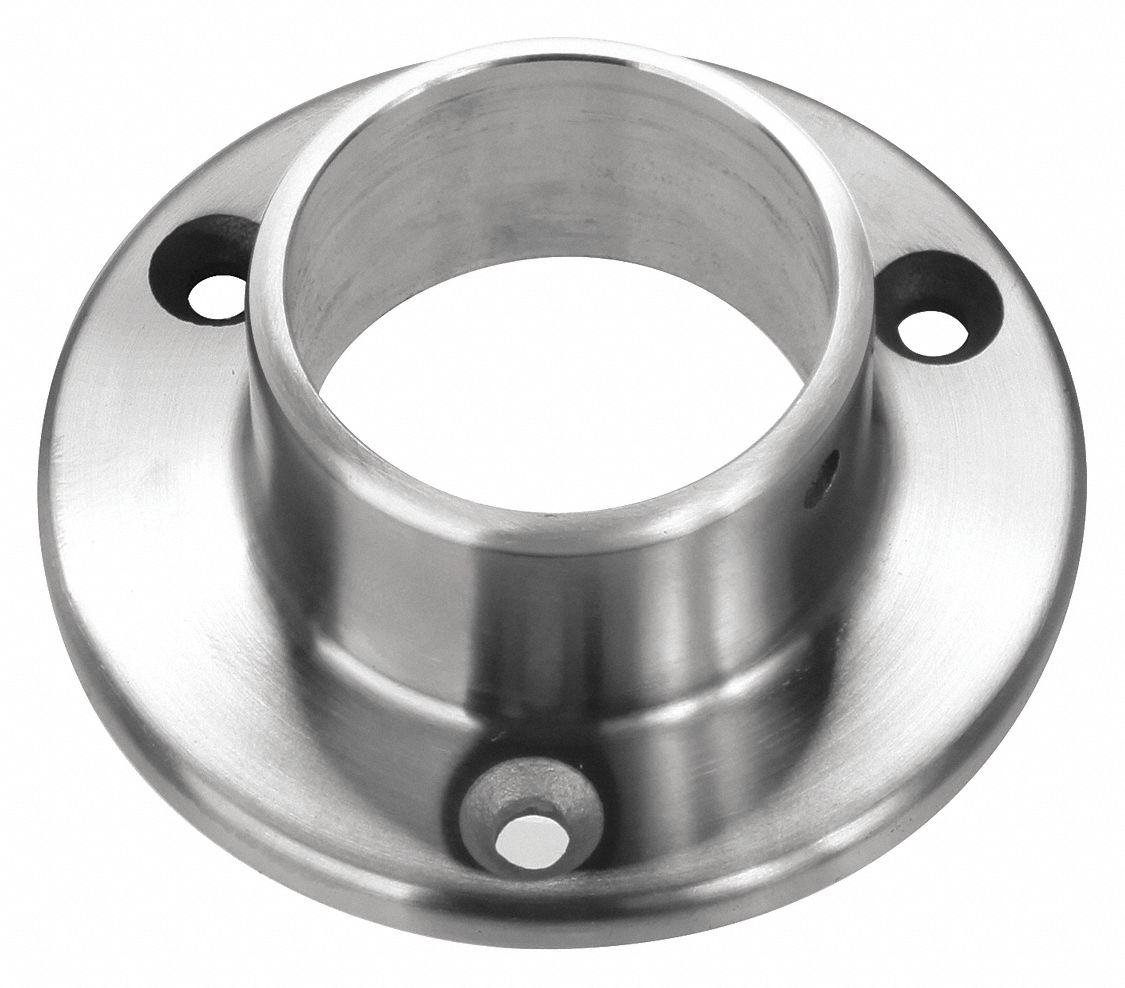 LAVI 316 Wall Flange: Wall Flange, Round, Stainless Steel, 3 in Overall Lg,  Silver