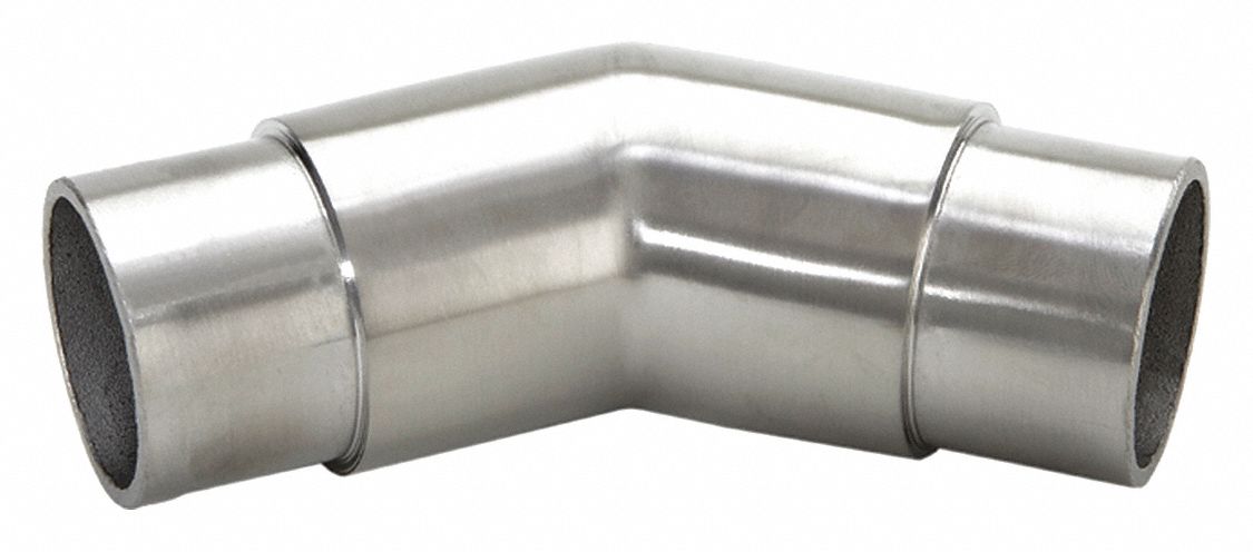 Corner Connector: Corner Connector, Round, Stainless Steel, 3 in Overall Lg, Silver