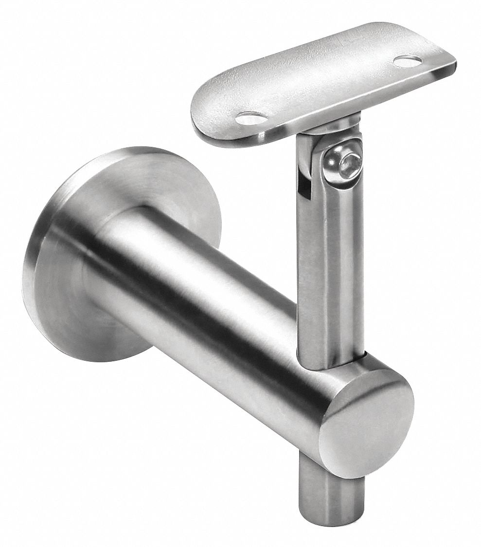 Adjustable Bracket: Adj Bracket, Round, Stainless Steel, 3 in Overall Lg, Silver