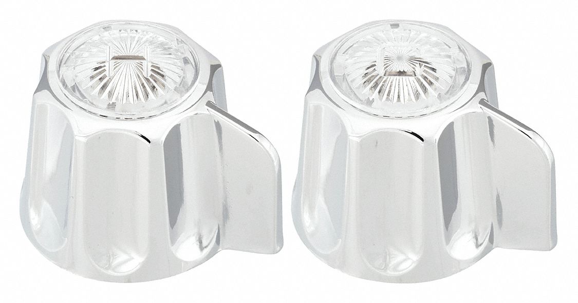 Handle: Gerber, Knob Handle, Use with Hot/Cold Water Temp, Cast Metal, Chrome Finish, Screw, 2 PK