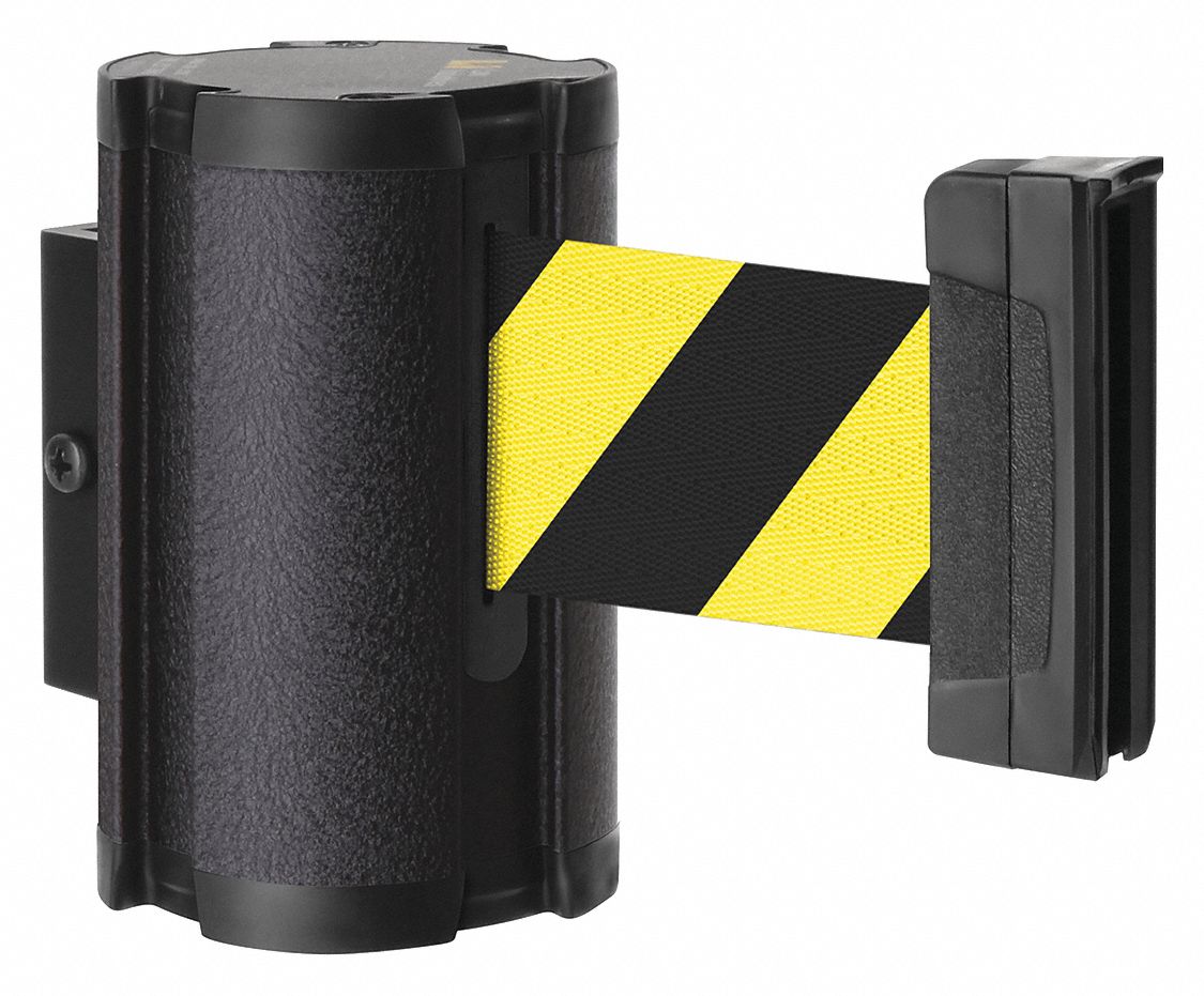 RETRACTABLE BELT BARRIER,BLACK/YELLOW