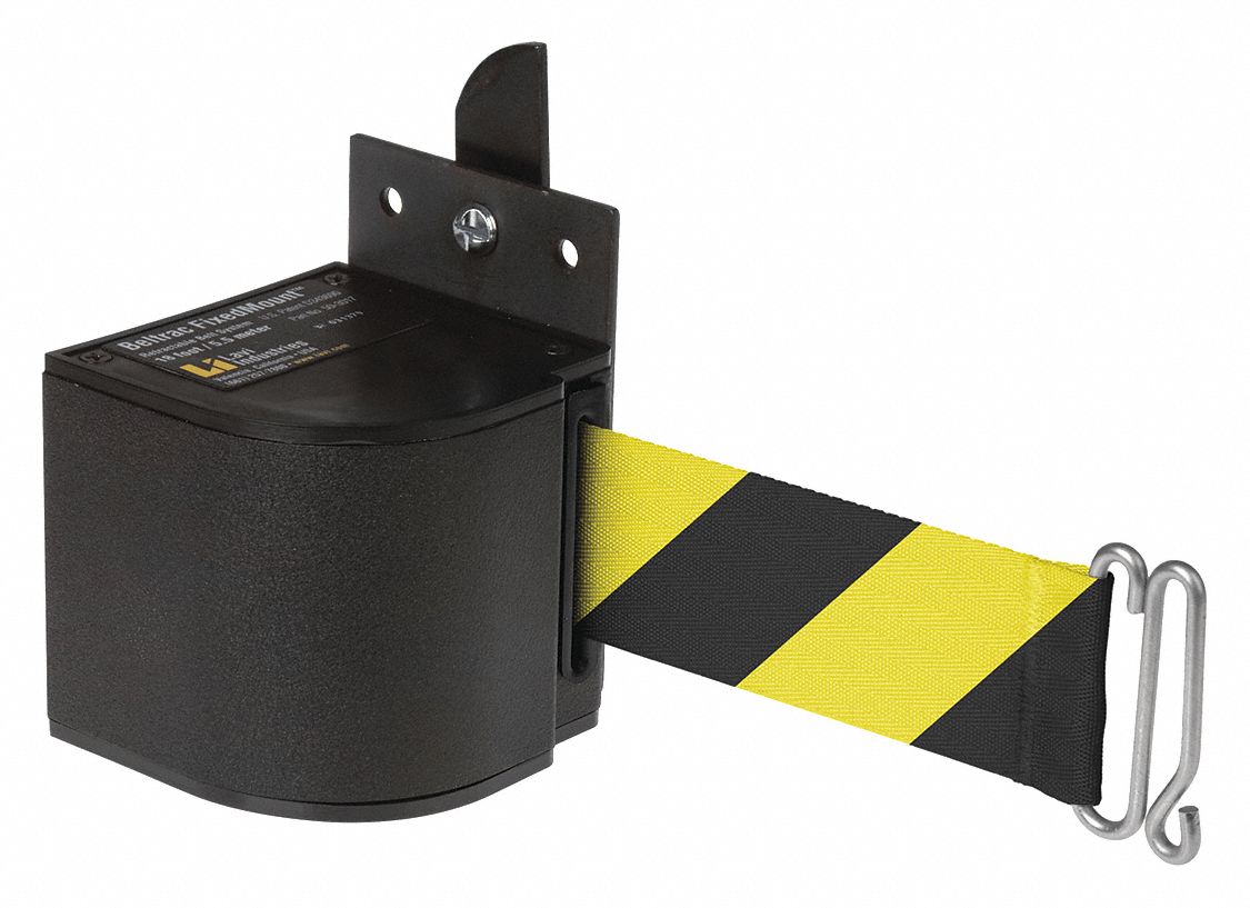 LAVI, Fixed Mount, 18 ft Belt Lg, Warehouse Fixed Mount Retractable Belt Barrier 52YZ2450