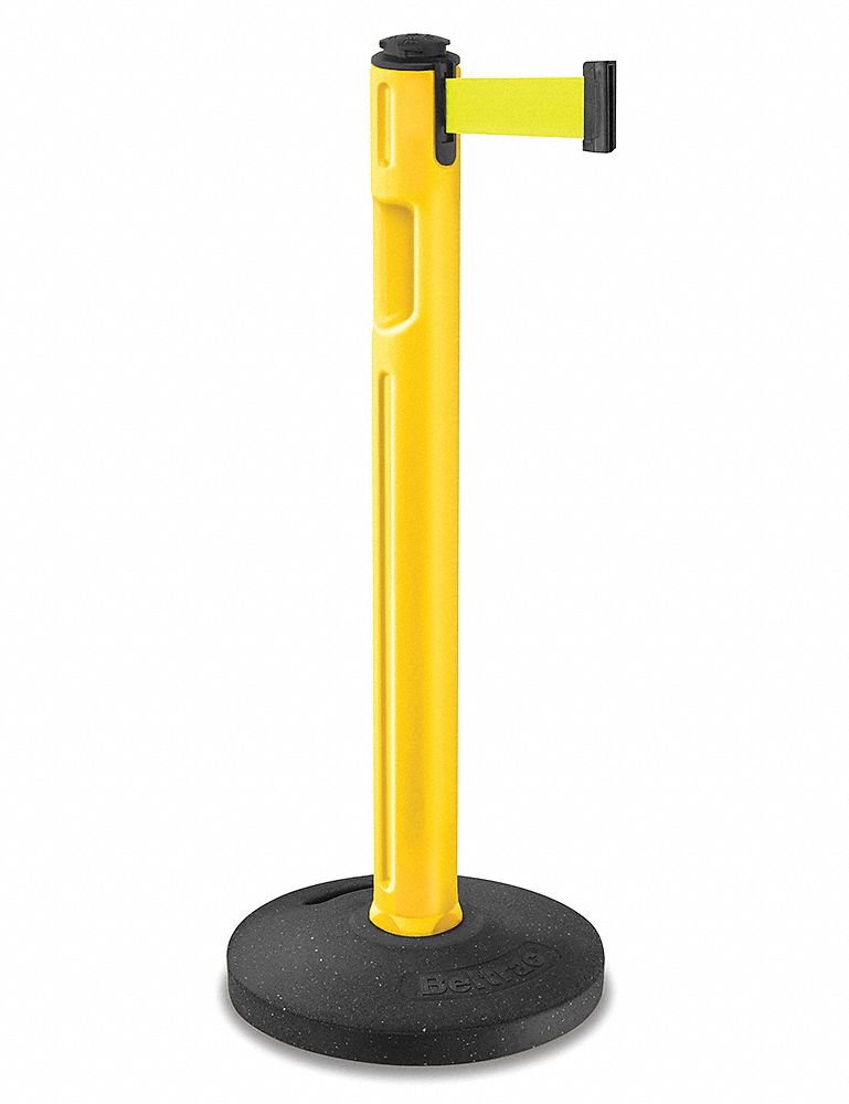 Barrier Post with Belt: Fluorescent Yellow, No Pattern, No Legend, 12 ft Belt Lg, Yellow