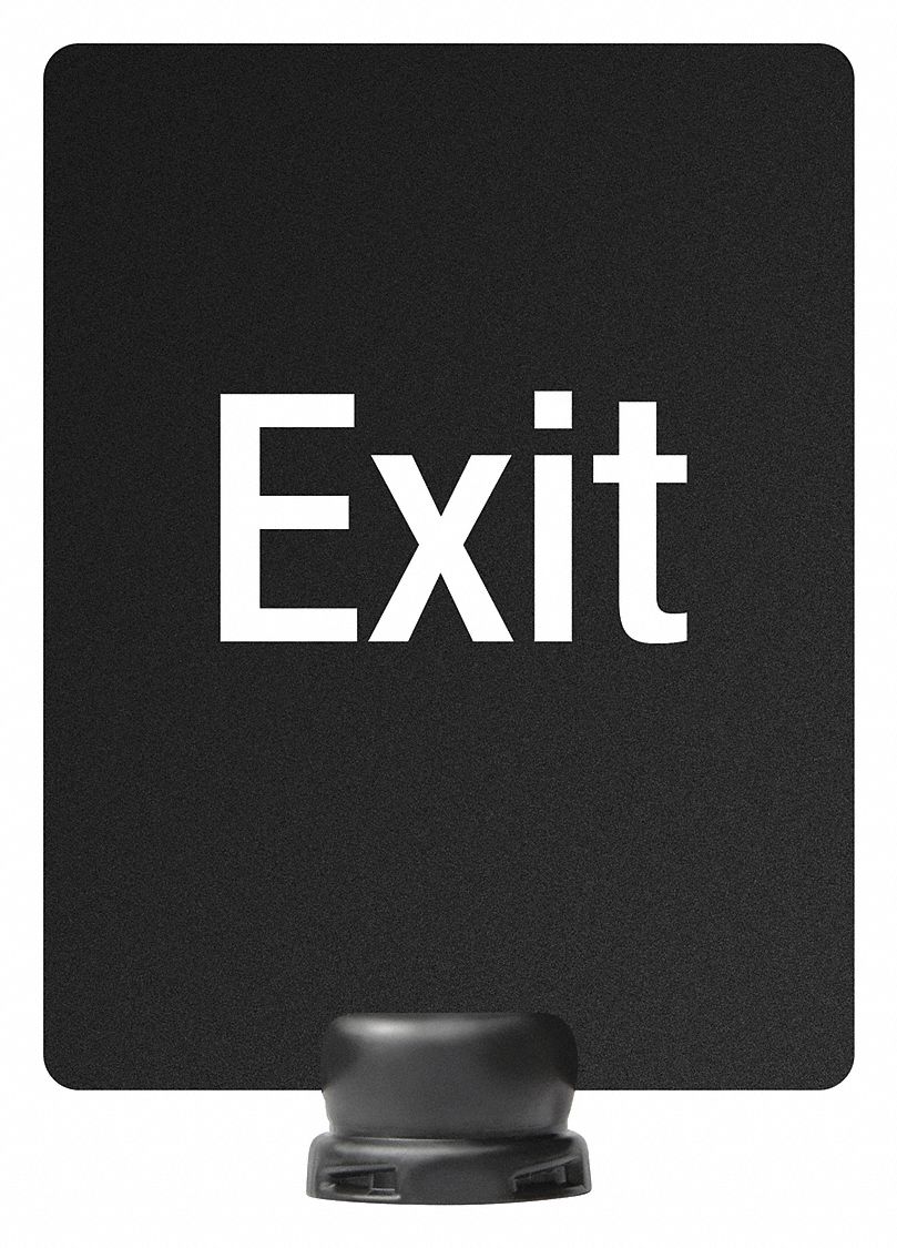 Sintra Sign: Black, Exit Message, 11 in Overall Lg, 8 1/2 in Overall Wd