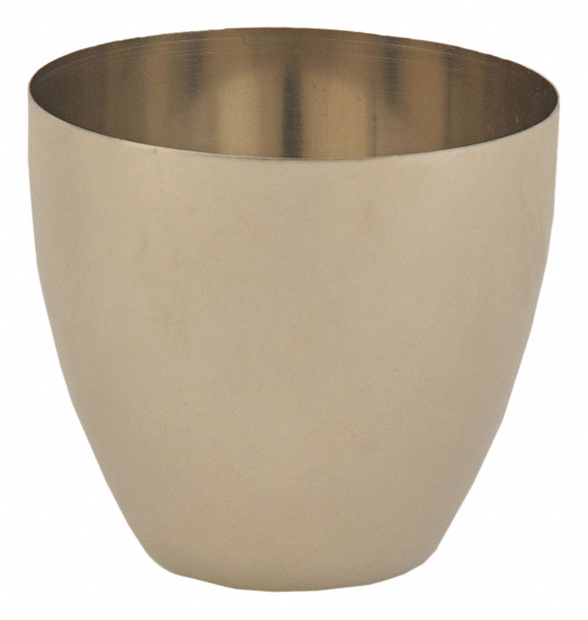 Crucible: 109.8 mm Dia, 87.6 mm Overall Ht, 500 mL Capacity - mL, Polished, Nickel