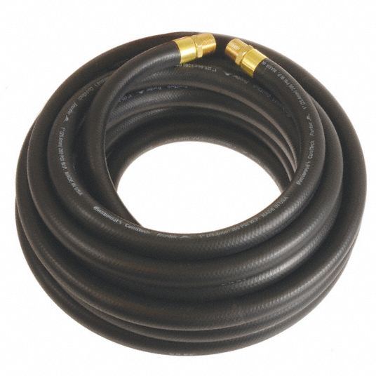 CONTINENTAL Air Hose: 1 in Hose Inside Dia., Black, Brass 1 in MNPT x Brass  1 in MNPT, 50 ft Hose Lg