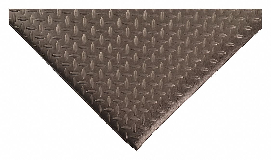 ANTIFATIGUE MAT, DIAMOND PLATE, 2 X 3 FT, ½ IN THICK, BLACK, PVC FOAM, BEVELED EDGE