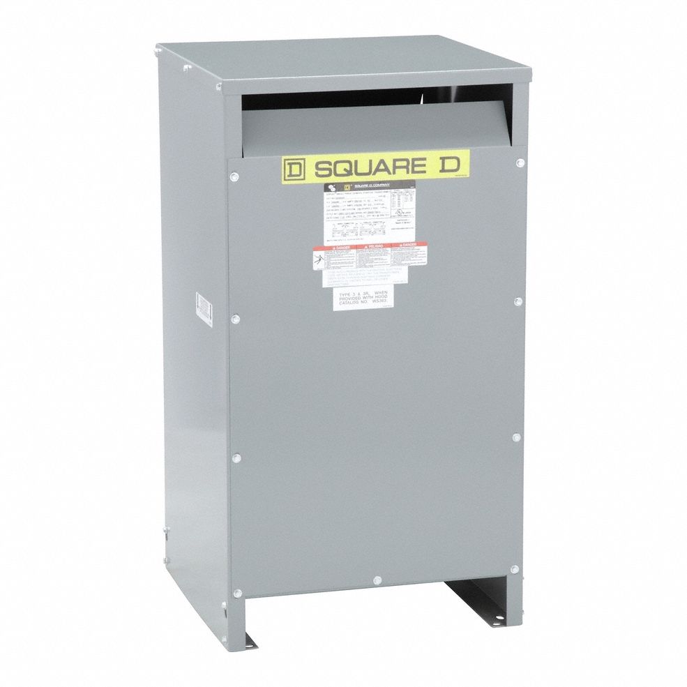 Dry Type Power Distribution Transformer: 600V AC, 120V AC/240V AC, Floor, Aluminum