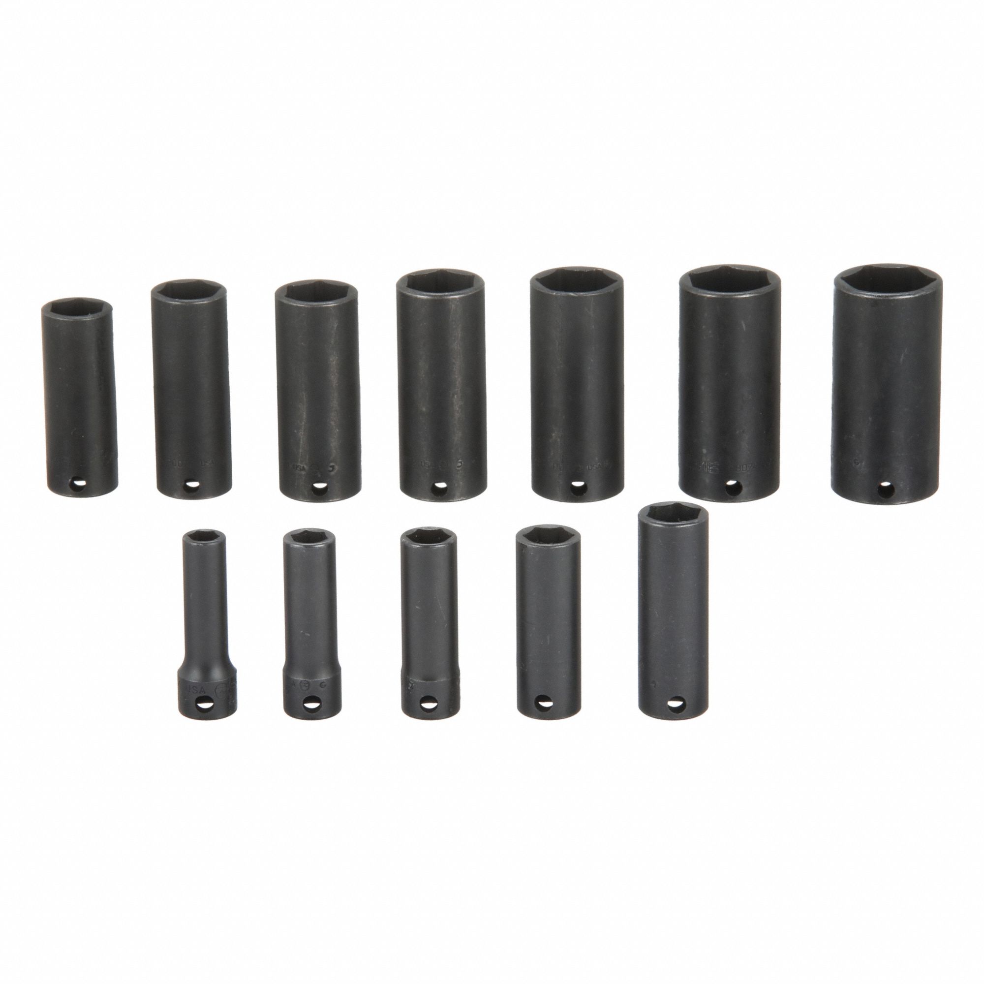 Impact Socket Set: 3/8 in Drive Size, Small Set (0-50 pieces) Set Size, 12 Pieces, SAE