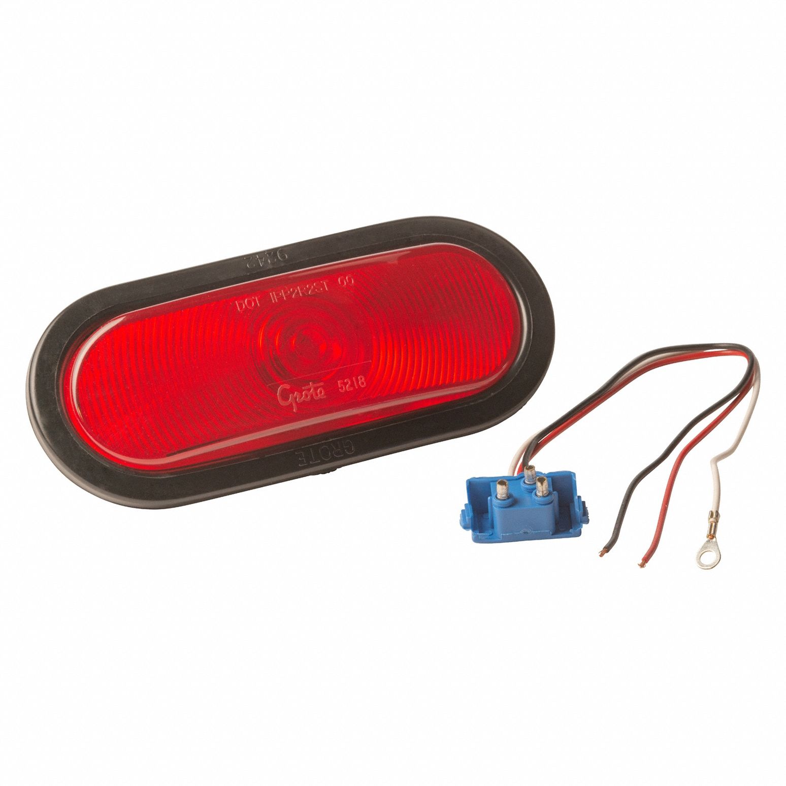 STOP/TURN/TAIL LIGHT, INCANDESCENT, STOP LIGHT, RED, OVAL, 3 3/16 IN OVERALL H, PIGTAIL