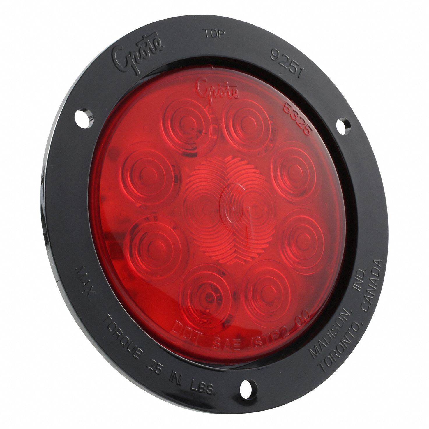 STOP/TURN/TAIL LIGHT, LED, STOP LIGHT, RED, ROUND, 4 5/16 IN OVERALL DIAMETER, 4 5/16 IN OVERALL H