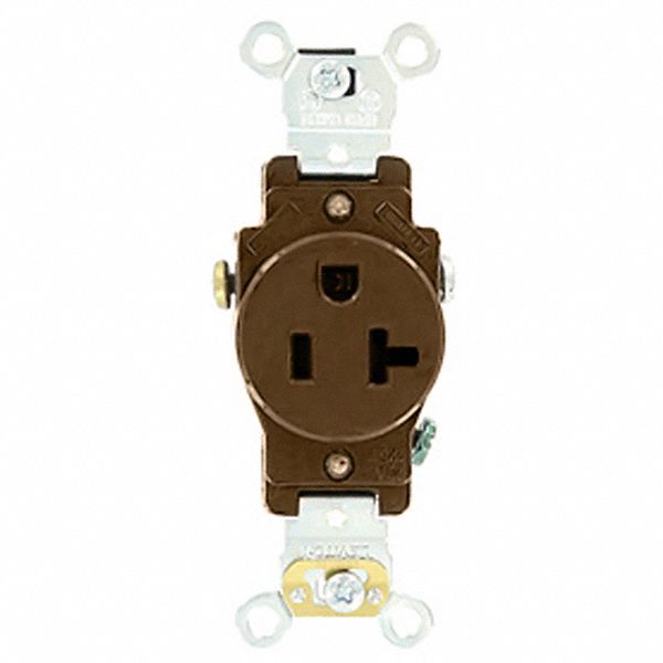 Receptacle: Single, Black, 5-20R, 20 A, 125V AC, 2 Pole / 3 Wire, Screw Terminals