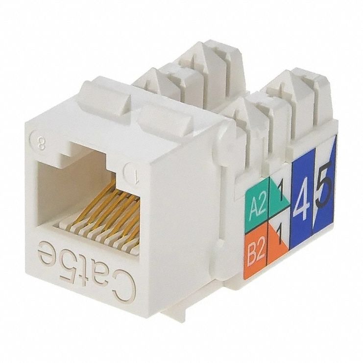 KEYSTONE JACK, PUNCH-DOWN, 1 PORT, WHITE, 5E, RJ45, 5376