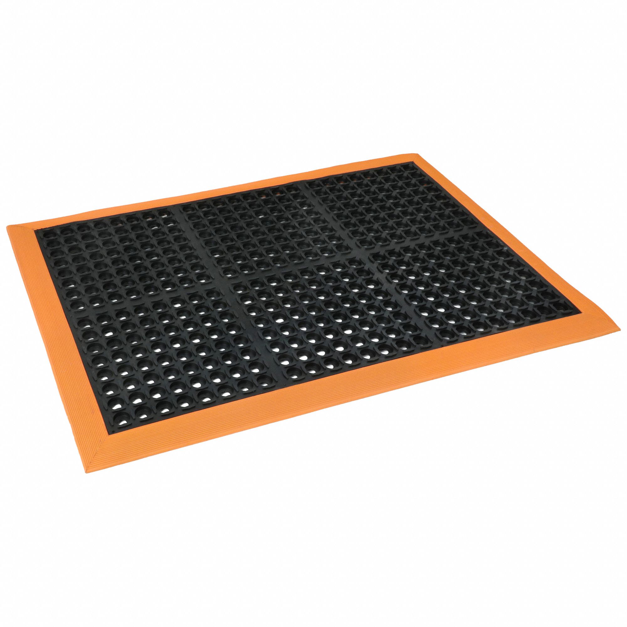 ANTIFATIGUE MAT, 28 X 40 IN, ¾ IN THICK, RAISED DIAMOND STUDS, BLACK/ORANGE BORDER