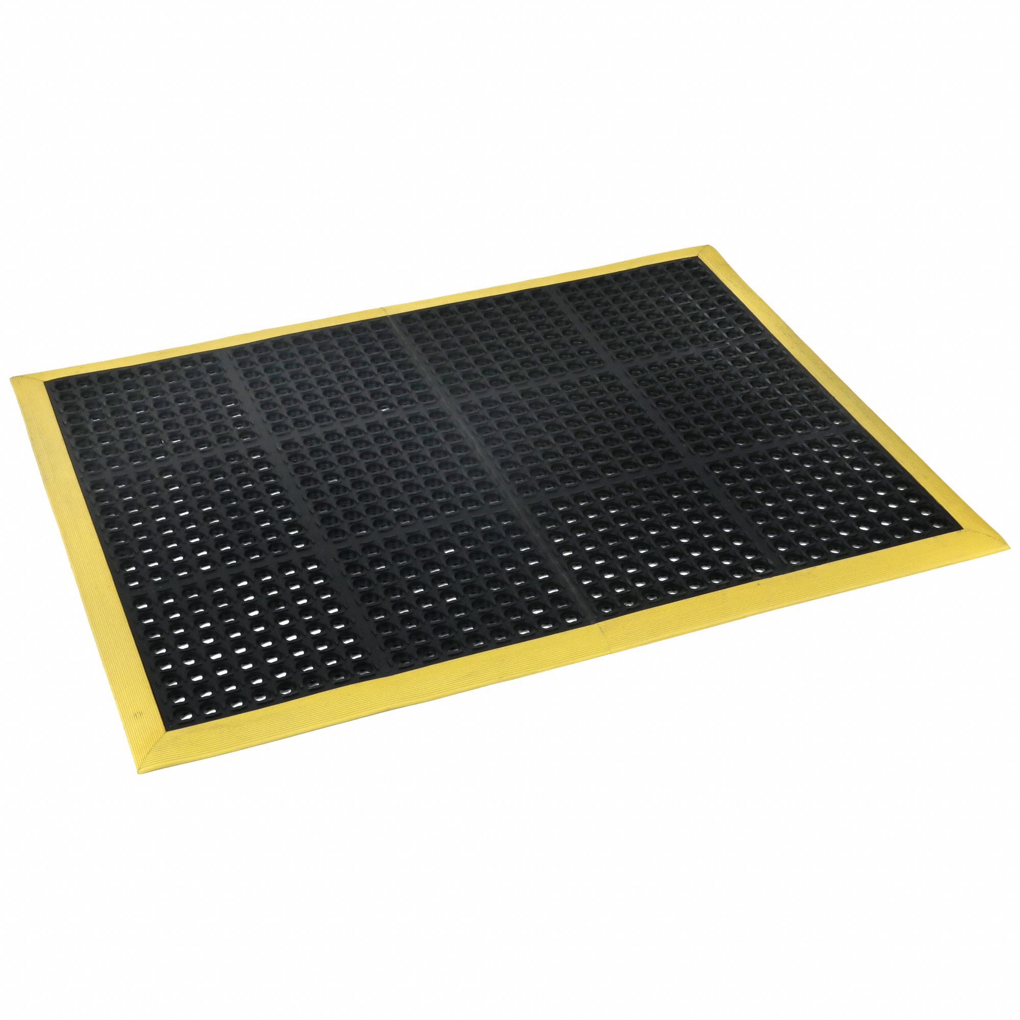 ANTIFATIGUE MAT, 40 X 64 IN, ¾ IN THICK, RAISED DIAMOND STUDS, BLACK/YELLOW BORDER