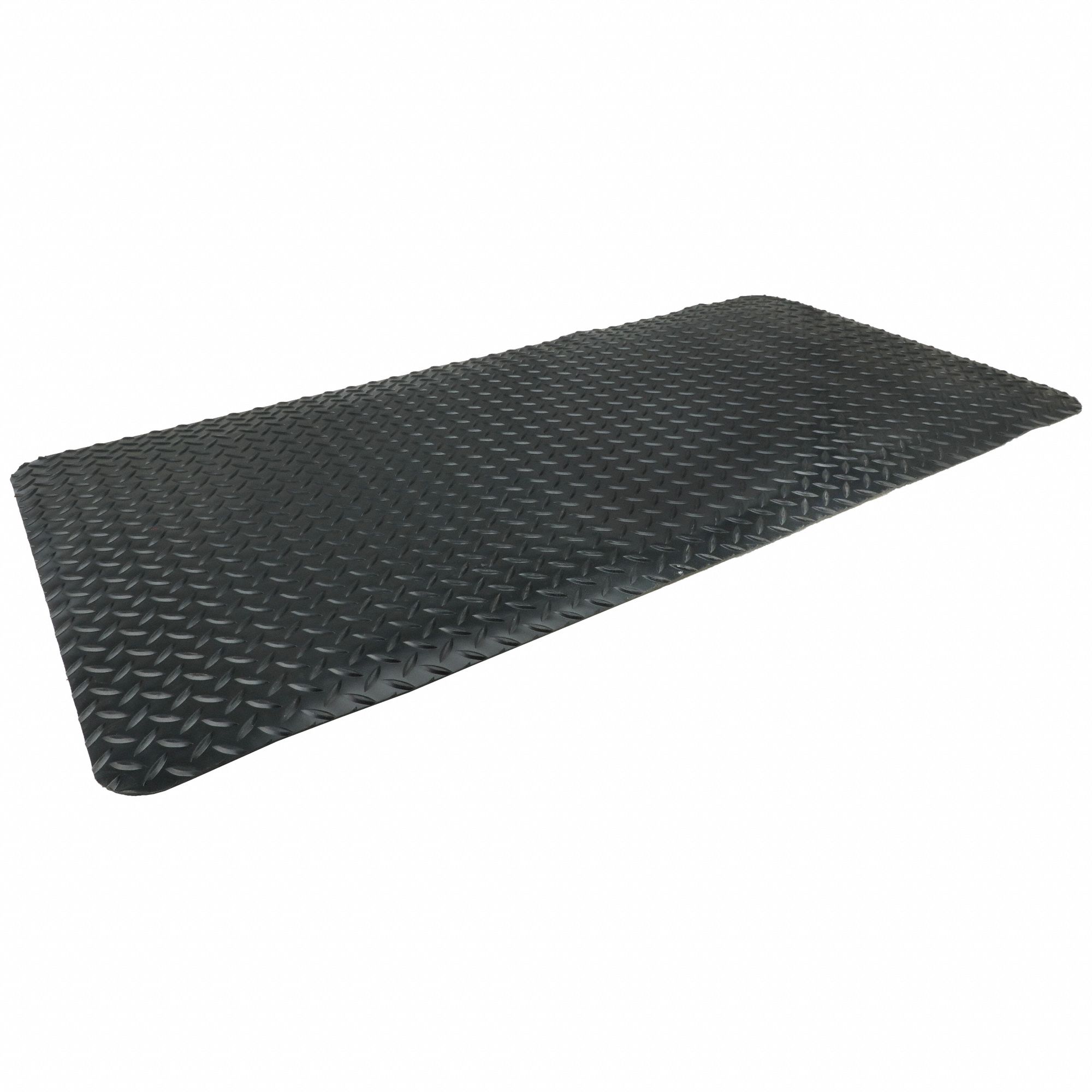 Antifatigue Mat: Diamond Plate, 2 ft x 4 ft, 3/8 in Thick, Black, Vinyl over Urethane Foam